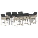vidaXL Ensemble de salle à manger de jardin 9 pièces avec coussins en poly rotin gris clair