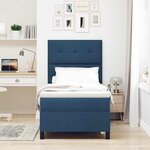 vidaXL Lit à ressorts avec matelas et LED bleu 90x200 cm en tissu