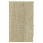 vidaXL Table de chevet Blanc et chêne Sonoma 38x35x56 cm Aggloméré