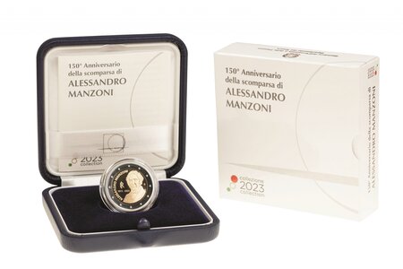 Pièce de monnaie 2 euro commémorative Italie 2023 BE – Alessandro Manzoni