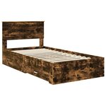 vidaXL Cadre de lit Chêne fumé 100 x 200 cm Bois d'ingénierie