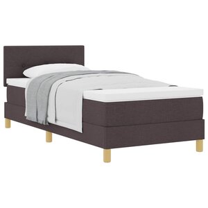 vidaXL Lit à ressorts avec coussin Marron foncé 90 x 200 cm tissu