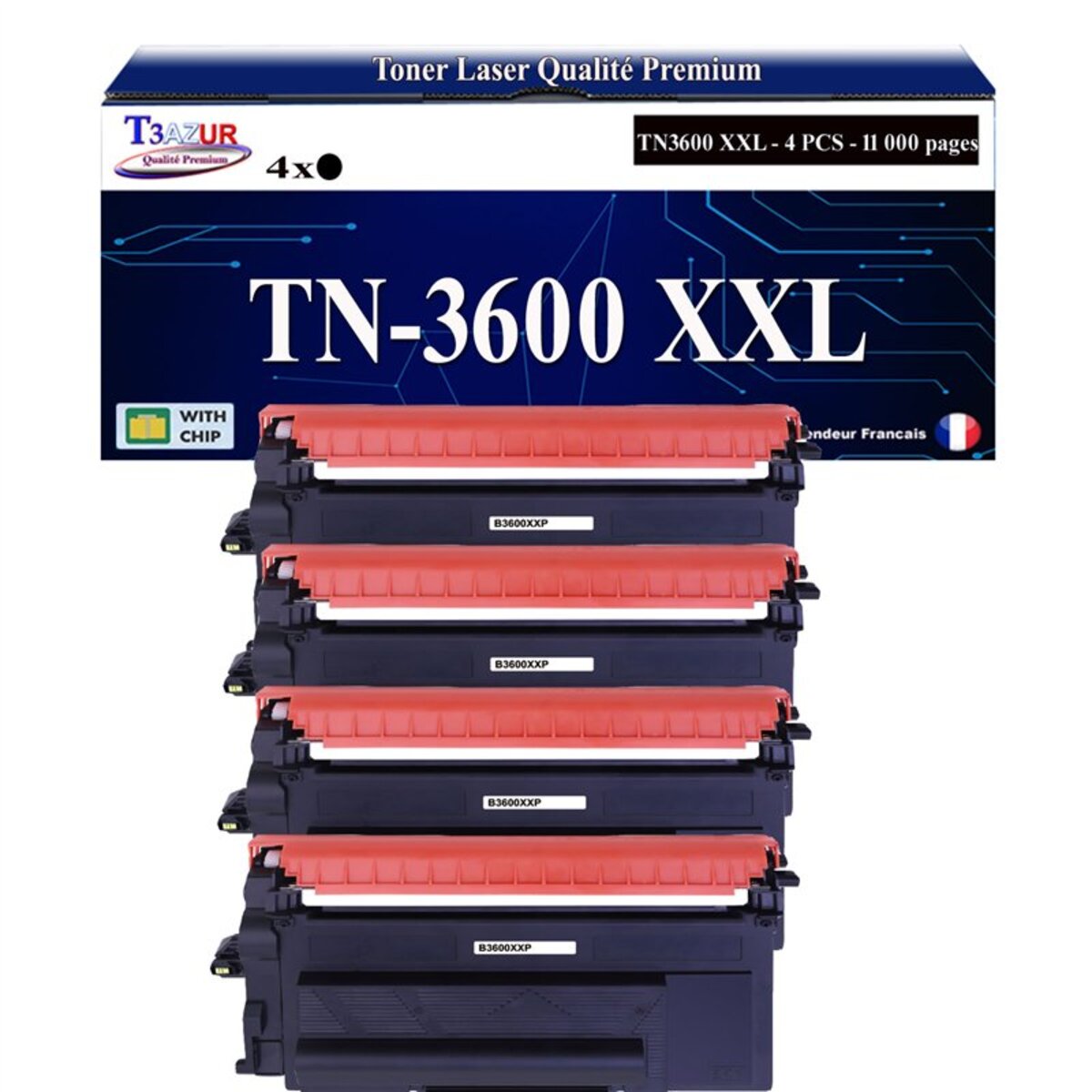 Tóner Negro Starlet24 TN3600XL Compatible Brother - 6000 Páginas, Para Impresoras Láser Serie L