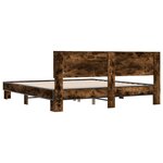 vidaXL Cadre de lit chêne fumé 200x200 cm bois d'ingénierie et métal