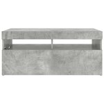 vidaXL Meuble TV avec lumières LED gris béton 90x35x40 cm