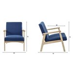 Fauteuil en Velours Bleu nuit - Pieds en bois naturel - L 63 x P 78 x H 75 cm - TULIO