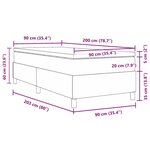 vidaXL Lit Box Spring avec Matelas Gris Foncé  90 x 200 cm  Tissu Cordon