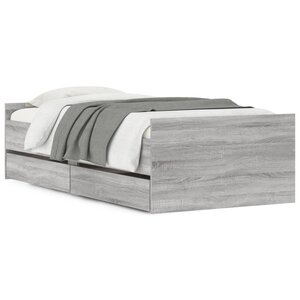 vidaXL Cadre de lit avec tiroirs sans matelas sonoma gris 90x190 cm