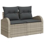 Ensemble de Canapé de Jardin 6 Pièces avec Coussins Gris Rattan Poly