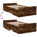 vidaXL Cadre de lit avec tiroirs sans matelas chêne fumé 90x190 cm