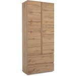 Armoire IMAGE 7 - chêne - 2 portes + 2 tiroirs - 80 x 191 x 40 cm