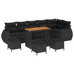 vidaXL Ensemble de canapé de jardin 10 Pièces Noir polyrotin