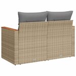 vidaXL Canapé de jardin avec coussins 2 places beige résine tressée