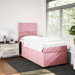 vidaXL Sommier à lattes de lit avec matelas Rose 90x190 cm Velours