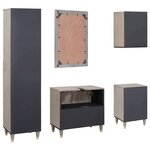 vidaXL Ensemble de Meubles de Salle de Bain avec tiroir 5 Pièces Gris