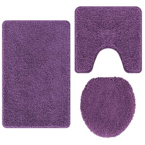 vidaXL Ensemble de tapis de bain antidérapants 3 Pièces Violet PP