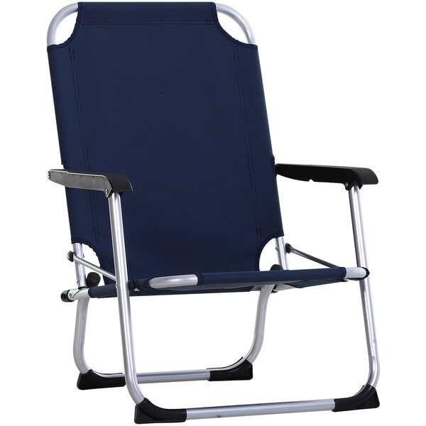Chaise de camping pliante fauteuil de jardin pliable alu. oxford haute densité bleu marine