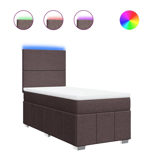 vidaXL Sommier à lattes de lit avec matelas Marron foncé 90x190 cm