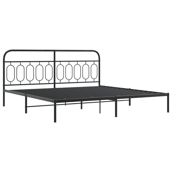 vidaXL Cadre de lit métal avec tête de lit noir 200x200 cm