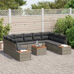 vidaXL Ensemble de canapé de jardin 10 Pièces Gris Poly rotin