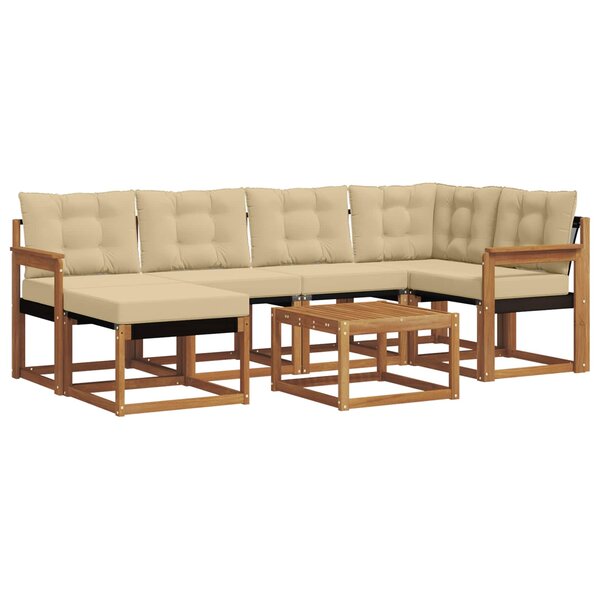 vidaXL Ensemble de canapés d'extérieur 7 Pièces Naturel et Beige