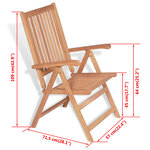 Vidaxl chaises inclinables de jardin 2 pièces bois de teck solide