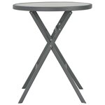 vidaXL Table de bistro pliable Gris 60 x 70 cm Verre et acier