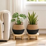 vidaXL Pot de plante avec poignées 2 pc Noir Ø 45 x 36 cm