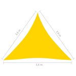 vidaXL Voile de parasol Tissu Oxford triangulaire 3 6x3 6x3 6 m Jaune