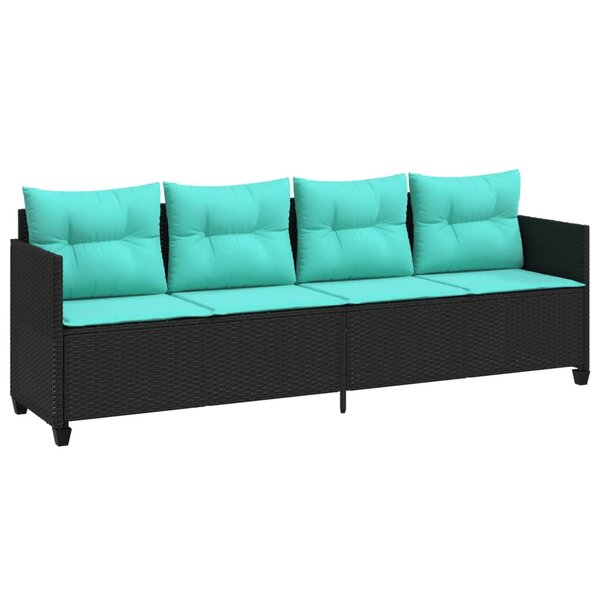 vidaXL Chaise longue avec coussins noir résine tressée