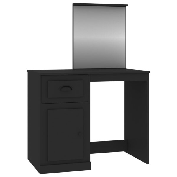 vidaXL Coiffeuse avec miroir noir 90x50x132 5 cm bois d'ingénierie