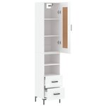 vidaXL Buffet haut Blanc brillant 34 5x34x180 cm Bois d'ingénierie
