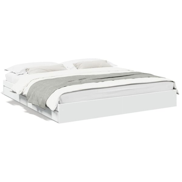 vidaXL Cadre de lit avec tiroirs sans matelas blanc 180x200 cm