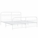 vidaXL Cadre de lit métal avec tête de lit/pied de lit blanc 183x213cm