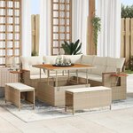 vidaXL Ensemble de canapé de jardin 8 Pièces Beige Poly rotin