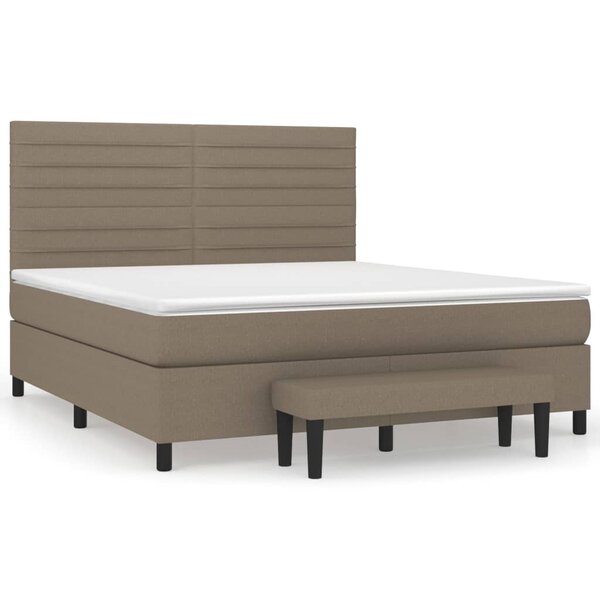 vidaXL Sommier à lattes de lit avec matelas Taupe 180x200 cm Tissu