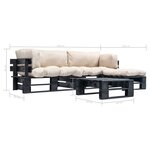 vidaXL Salon de jardin palette 4 Pièces avec coussins sable bois