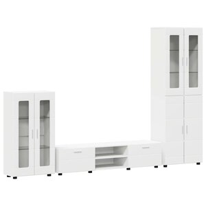 vidaXL Ensemble meuble TV avec tiroir FLORIN Blanc Bois d'ingénierie