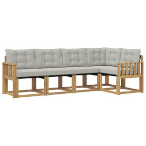 vidaXL Ensemble de canapés d'extérieur 5 Pièces Blanc et gris clair