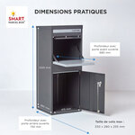 Boîte à colis Large Gris foncé 2 portes Acier galvanisé SMART PARCEL BOX™