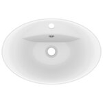 vidaXL Lavabo ovale de luxe à trop-plein Blanc mat 58 5x39cm Céramique