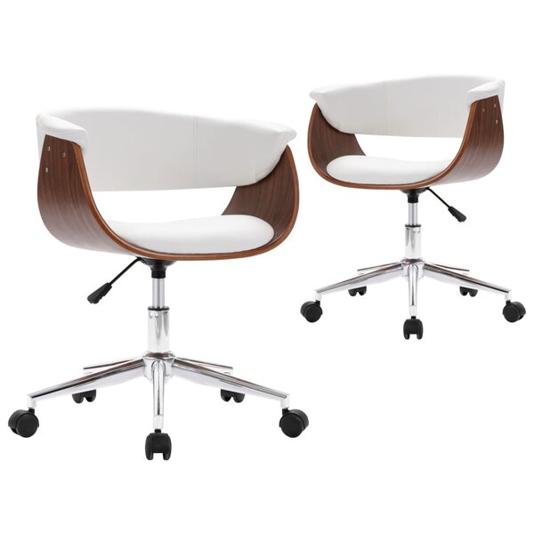 vidaXL Chaises pivotantes à manger lot de 2 blanc similicuir