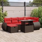 vidaXL Salon de jardin avec coussins 7 Pièces noir résine tressée acacia