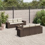 vidaXL Salon de jardin avec coussins 7 Pièces marron résine tressée