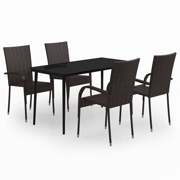 vidaXL Ensemble de salle à manger de jardin 5 Pièces Marron et noir