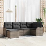 vidaXL Ensemble de canapé de jardin avec coussin 6 Pièces Gris Poly rotin