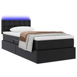 vidaXL Lit avec rangement et LED Noir 100 x 200 cm Cuir synthétique