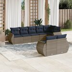 vidaXL Salon de jardin 8 Pièces avec coussins gris résine tressée