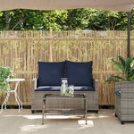 vidaXL Canapé de jardin 2 places coussins et table gris résine tressée