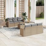 vidaXL Salon de jardin avec coussins 7 Pièces beige résine tressée